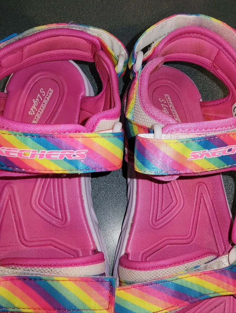 Skechers S-Lights Rainbow Light-Up Sandals Big Girls Size 4